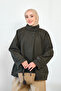 Women's Back Button Detail Hidden Zipper Stand Collar Trench Coat Emerald Green - 4