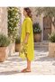 Pistachio Green Color Watercolor Floral Patterned Linen Shirt Dress with Pocket Detail - 4