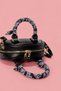 Black Scarf Leather Look Women's Small Shoulder Bag - 4