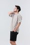 Cotton Comfortable Fit Short Sleeve Cotton Beige Men's Oversize T-Shirt - 5