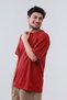 Cotton Comfortable Fit Short Sleeve Cotton Red Men's Oversize T-Shirt - 7