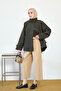 Women's Back Button Detail Hidden Zipper Stand Collar Trench Coat Emerald Green - 3