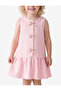 Bowknot Crew Neck Cotton Tweed Gilet Dress - 3