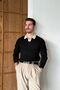 Atri Double Color Textured Regular Fit Polo Collar Black Men's Knitwear Sweater - 5