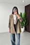 Vatkali Lined Striped Blazer Jacket Khaki - 5