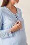 Lalina Lace Detailed Maternity and Postpartum Long Sleeve Nightgown Suitable for Breastfeeding - 4
