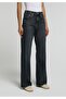 Wide Leg Fit Women's Blue Black Denim Jean Pants - 4