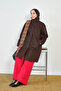 Women's Plaid Lined Mid-Length Shirt Collar Trench Coat Brown - 2
