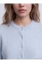Blue Crew Neck Women's Knitwear Cardigan - 4
