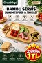 25X14X1.4 cm Bamboo Wood 3-Compartment Rectangular Serving Presentation Board with Heart Handle