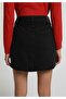 Slim Fit Straight Zipper Women's Black Denim Skirt - 2