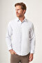White-Blue Hard Collar Slim Fit Cotton Shirt 1004265123 - 2