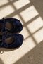 Pure Navy Blue Women's Genuine Leather Suede Mary Jane Ballerina Lace-Up Shoes - 4