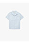Pocket Detailed Loose Fit Short Sleeve Collared Oversize Striped Poplin Shirt - 5