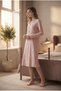 Angelique 100% Cotton Fabric Long Sleeve Lace and Button Detailed Nightgown 40001-40002