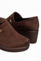 Women's Wedge Sole Shoes Brown Suede - 4