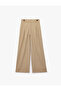 High Waist Pocketed Button Detailed Pleated Palazzo Trousers
