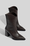 Brown Thick Heeled Pointed Toe Women's Boots - 2