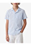 Pocket Detailed Loose Fit Short Sleeve Collared Oversize Striped Poplin Shirt - 2