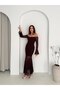 Women's Shoulder Open Lined Long Lace Dress