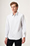 White-Black Hard Collar Slim Fit Cotton Shirt 1004265123 - 2