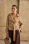 Women's Beige Suede Belted Pocketed Jacket