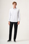 White-Navy Blue Hard Collar Slim Fit Cotton Shirt 1004265123 - 4