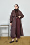 Women's Plaid Pattern Epaulettes Midi Length Lined Trench Coat Brown - 4