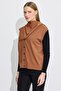 Shawl detailed knitwear sweater caramel - 3