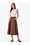 Midi Cotton Belted Skirt with Pockets - 4