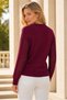 Women's Round Neck Long Sleeve Transparent Detailed Openwork Hair Braided Stylish Soft Casual Burgundy Knitwear Sweater - 3