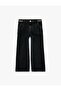Cotton Chain Detailed Wide Leg Denim Trousers - 4