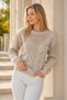 Women's Round Neck Long Sleeve Transparent Detailed Openwork Hair Braided Stylish Soft Casual Mink Knitwear Sweater - 2