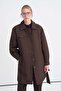 Belted Patterned Long Brown Jacket 0206 - 2