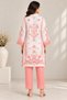 Women’s White & Coral Ornamental Print 2-Piece Co-Ord Set with Straight Pants - 2