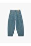 Cotton Buttoned Pocketed Comfortable Fit Balloon Denim Trousers - Balloon Jeans - over Dye - 2
