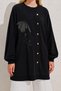 Flower Stone Embroidered Button Detailed Black Tunic 10810 - 3
