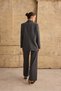 Women's Gray Blazer Jacket and Trousers Two-Piece Set - 5
