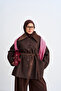 Women's Collared Suede Detailed Waist-Tie Short Lined Trench Coat Brown