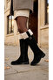 Women's Fur Detailed Suede Look Zippered Short Heeled Boots - 8