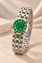 Nishon Women's Wristwatch Green Dial Gold Silver Color Steel Band Roman Numerals Date Display Moon Phase Detail Elegant Analog Watch 2026