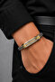 Men's Steel Bracelet Gold and Silver Color Greek Patterned Plate Weave Model - 2