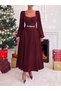 Women's Stone Detailed Maxi Length Slit Dress - 5