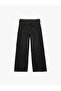 Wide Leg Denim Pants with Eyelet Detail and Cotton Belt - 2