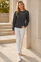 Women's Round Neck Long Sleeve Transparent Detailed Openwork Hair Braided Stylish Soft Casual Anthracite Knitwear Sweater - 2