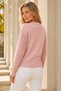 Women's Round Neck Long Sleeve Transparent Detailed Openwork Hair Braided Stylish Soft Casual Powder Knitwear Sweater - 3