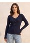Basic Ribbed V-neck Sweater - 7