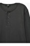 Long Sleeve Cotton Buttoned Henley Collar Sweatshirt - 8