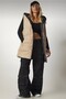 Women's Double-Sided Black - Beige Hooded Long Puffer Vest - 4
