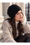 Women's Black Hand Knitted Mussel Patterned Beanie Bere1151 - 2